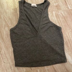Dark Gray V Neck Halter Top